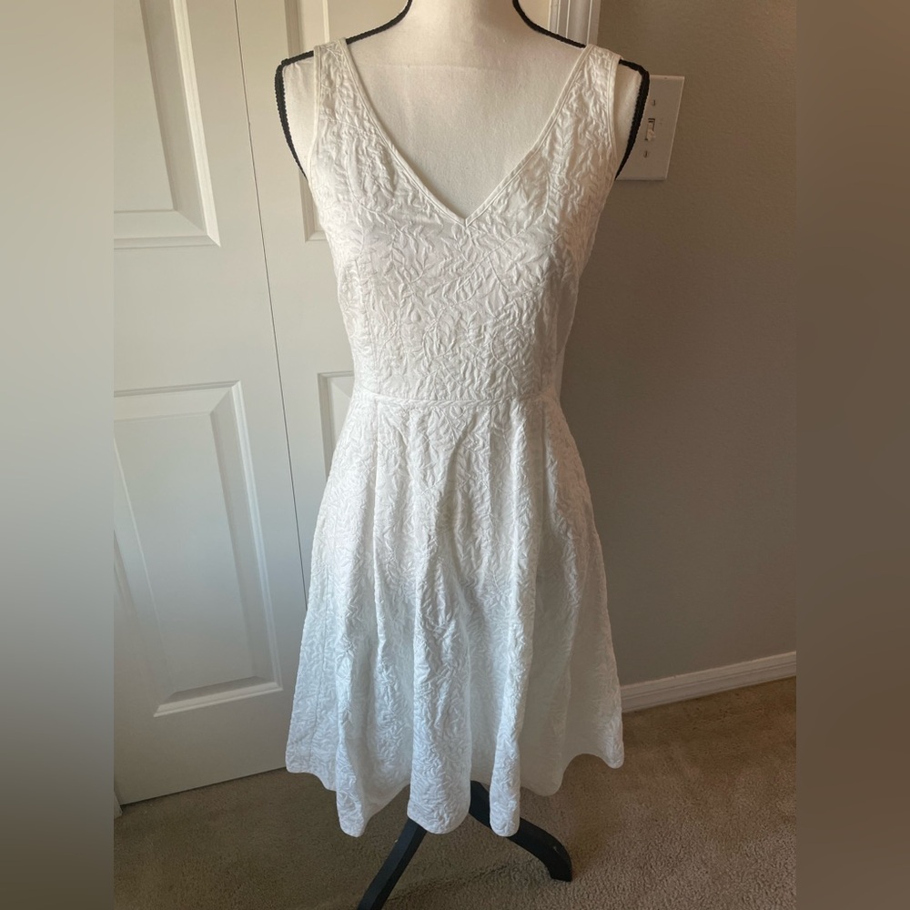 Talbots White Textured Midi Dress